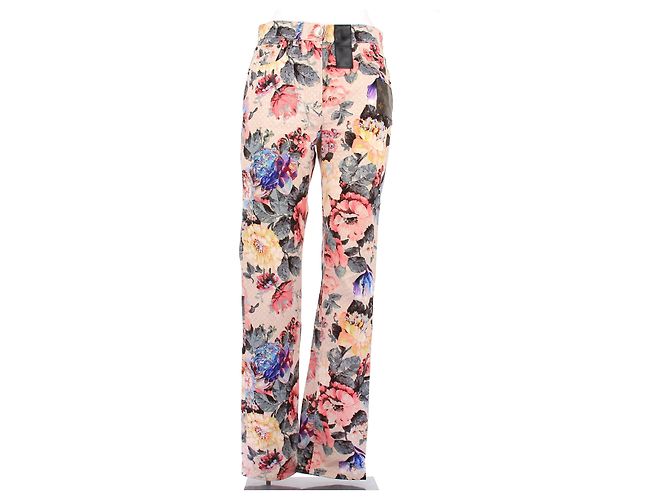 Jeans Louis Vuitton com Estampa Floral Rosa de Algodão