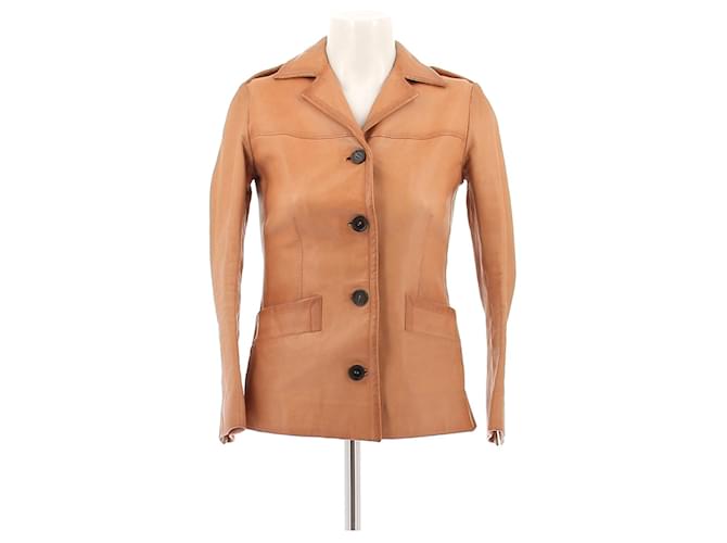 Prada Lederjacke camel Kamel 
