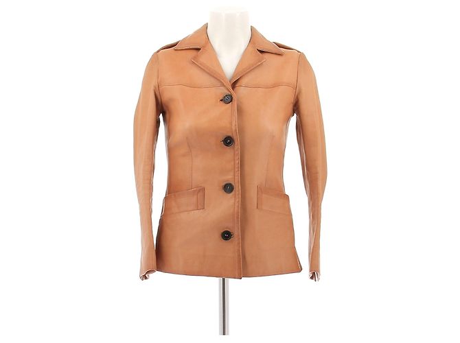 Prada leather jacket camel