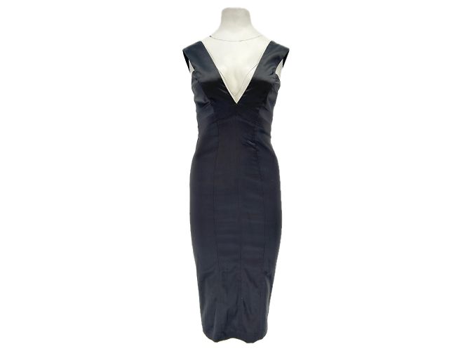 Just Cavalli Schwarzes ärmelloses Midikleid aus Satin