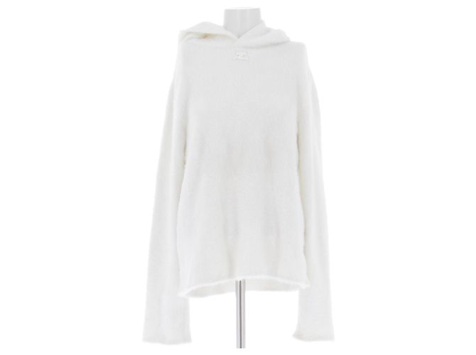 Courreges Sweat à capuche blanc 