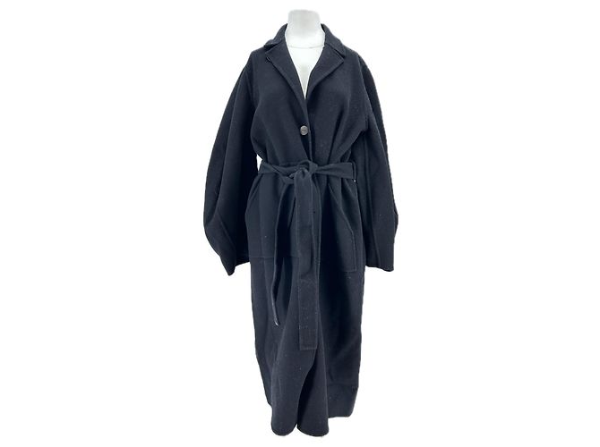 Loewe Long wool and cashmere coat Black