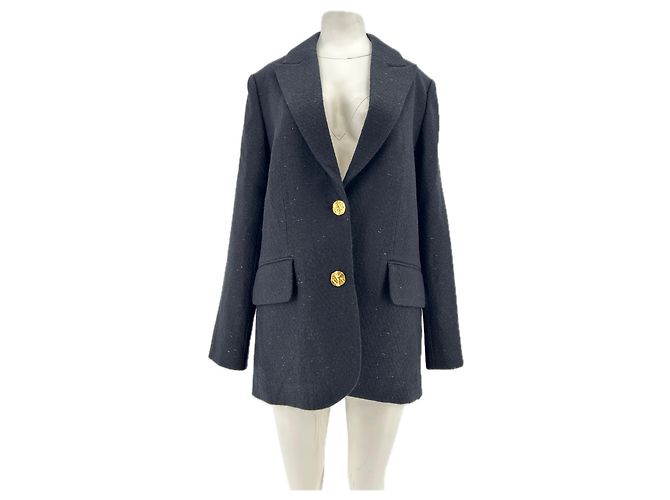 Zadig & Voltaire black wool blazer with gold buttons