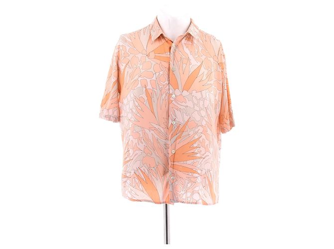 Saint Laurent Hemd Orange Gemustert Viscose