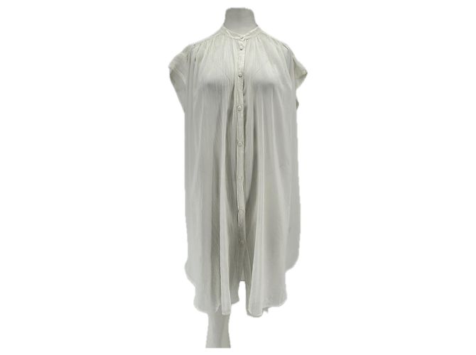 Forte Forte Weißes Kurzarm Hemdkleid aus Baumwolle