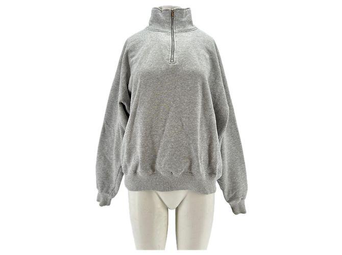 Autre Marque Suéter gris con cuello de camionero