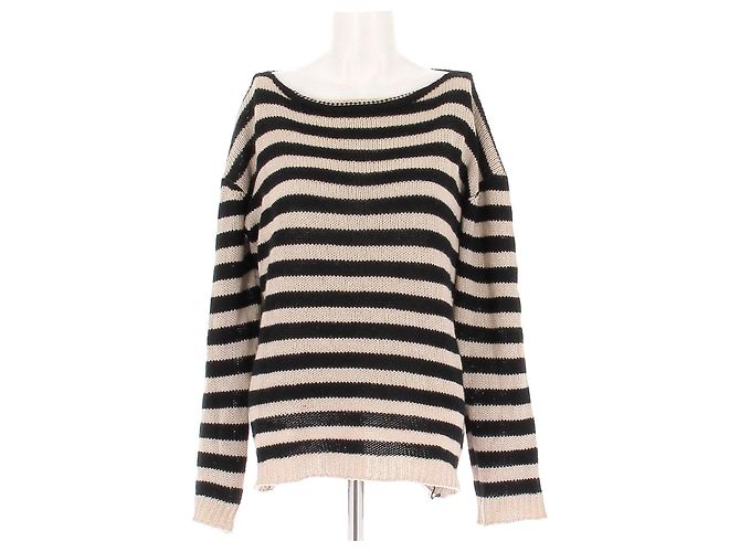Pull en laine rayé Dior noir et beige