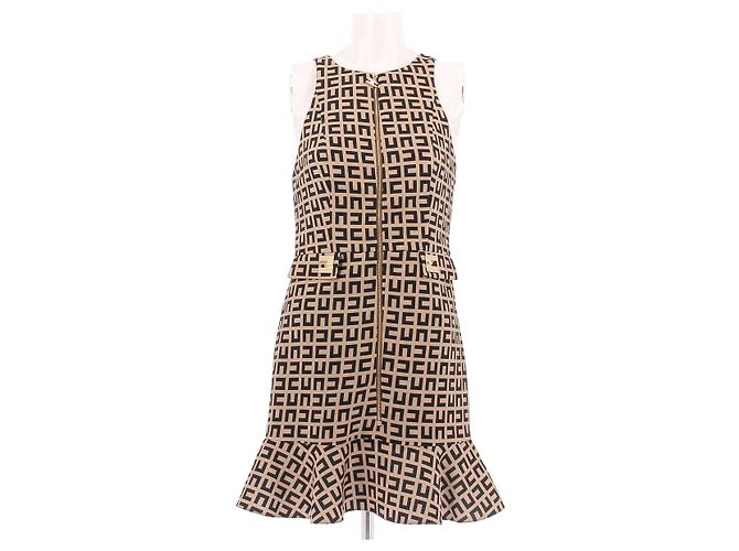 Elisabetta Franchi Bedrucktes Kleid Braun Polyester Größe 44