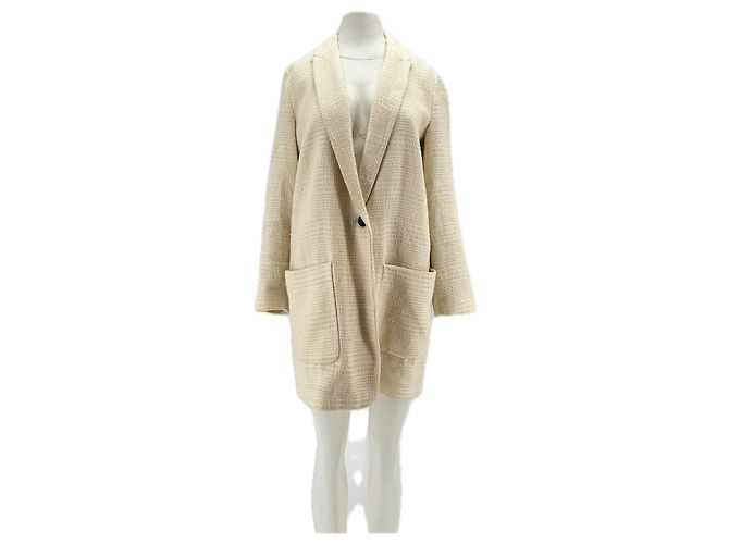 Blazer lungo bianco texturizzato Pomandère