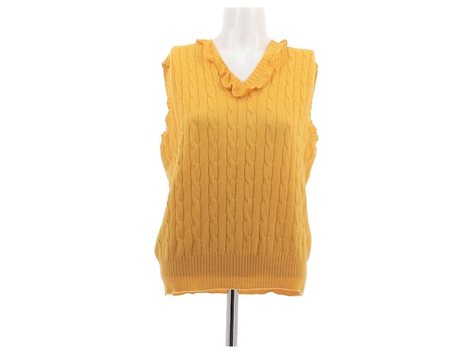 Top sin mangas de cachemira amarillo Miu Miu