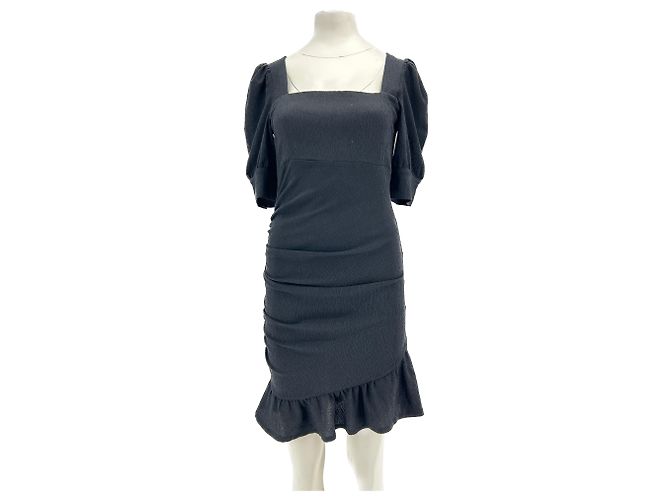 Ba&Sh Schwarzes kurzes Kleid mit Puffärmeln