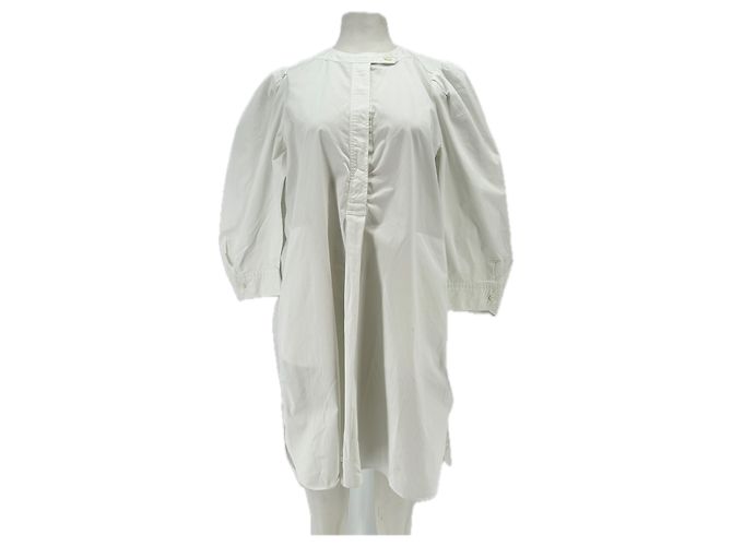 Isabel Marant Vestido blanco con mangas abullonadas