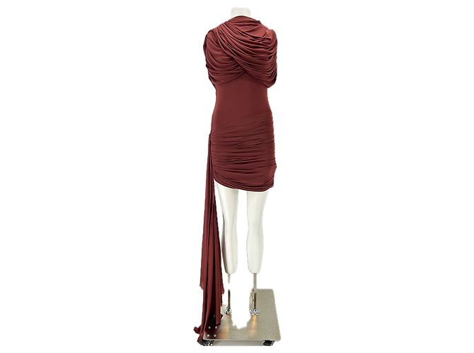 Autre Marque DEME Braunes kurzes Plissee Kleid ärmellos