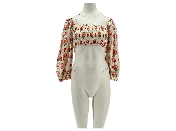 Autre Marque Crop top estampado de manga larga MALIE blanco algodón