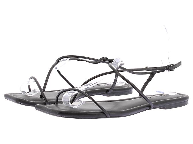 Autre Marque NELSON MADE Black Leather Ankle Strap Sandals