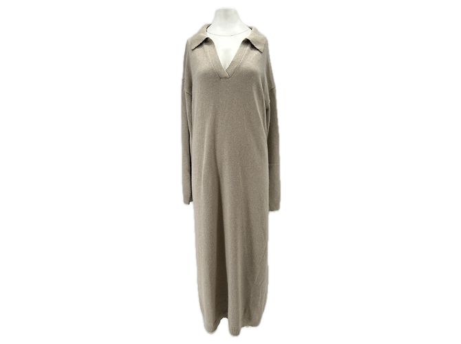 Autre Marque Vestido largo de cachemira Beige
