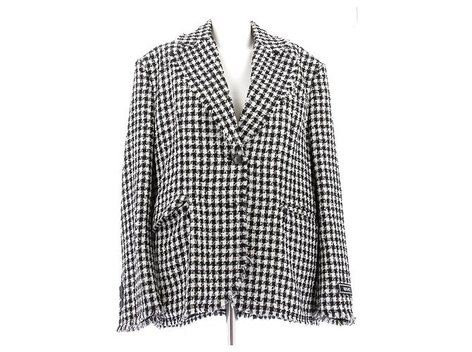 Versace Tweed-Blazer schwarz weiß