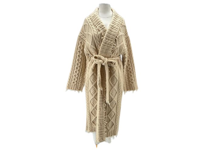Alanui Grande cardigan intrecciato beige in cashmere