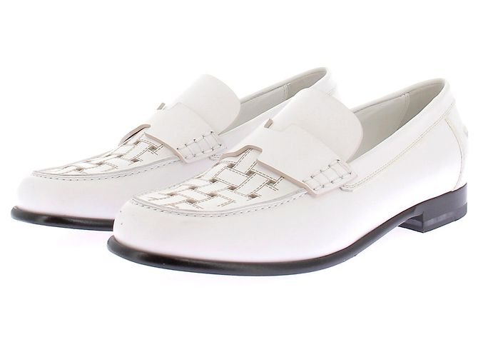 Hermès White Leather Loafers