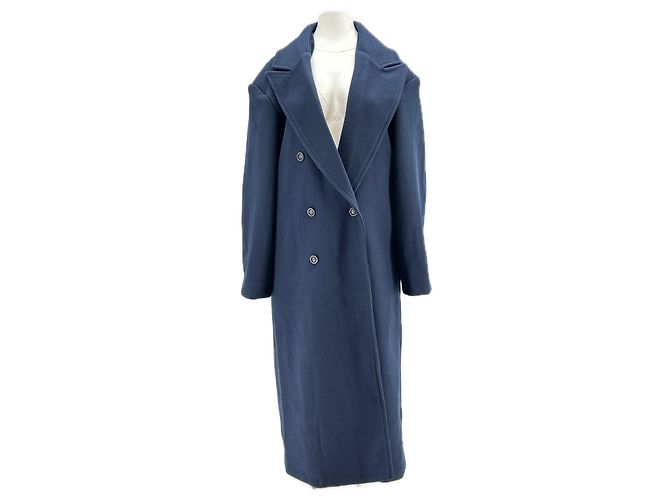 Autre Marque Langer marineblauer Mantel aus Polyester Größe S