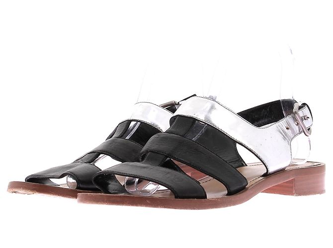 Sandali Miu Miu in pelle nera e argento Nero