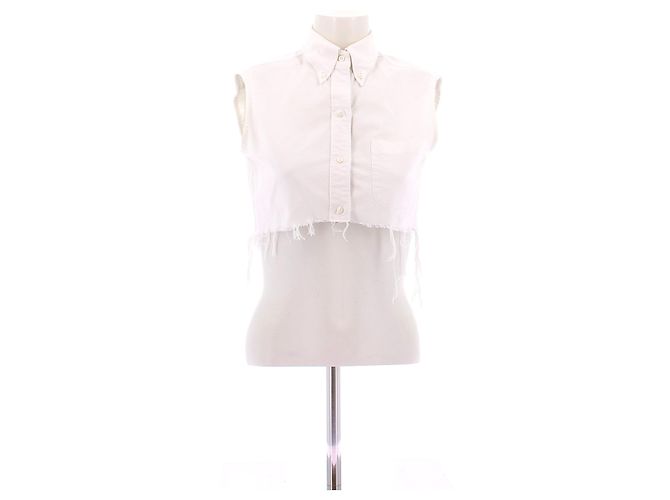 Thom Browne Camicia Crop Senza Maniche Bianca Bianco