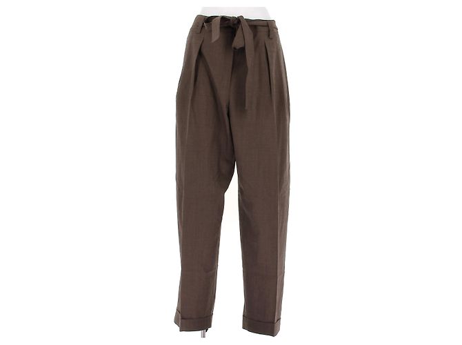 Autre Marque Pantalones de lana marrones LILYSILK Castaño