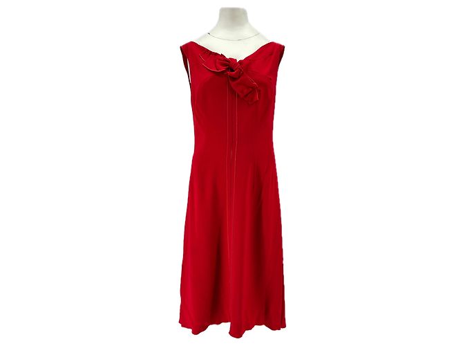 Autre Marque Rotes ärmelloses Midikleid