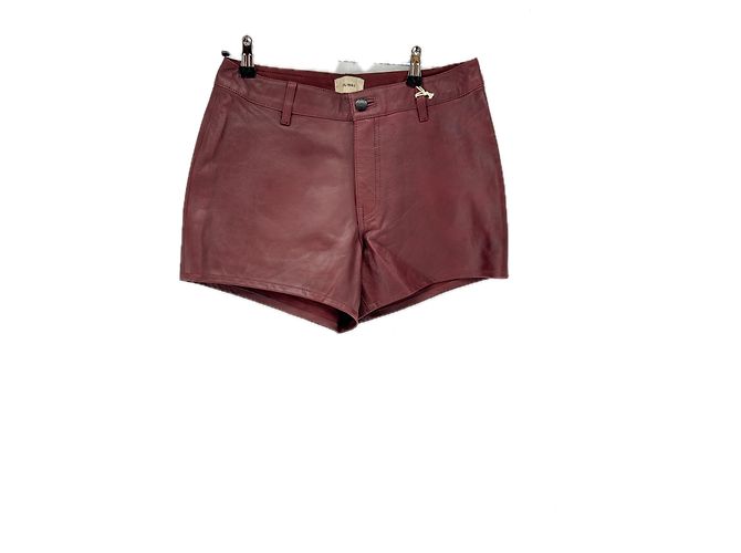 Autre Marque Short de cuero burdeos