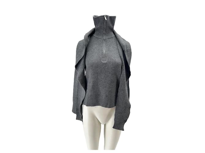 Autre Marque Grauer Pullover mit Kapuze 