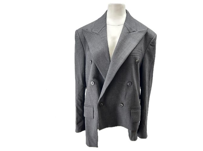 Autre Marque Blazer assimétrico cinza em lã