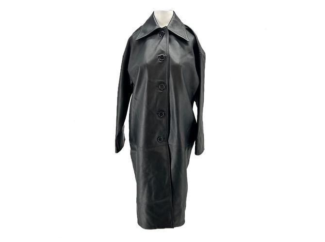 Autre Marque LEBRAND Long Leather Coat Black