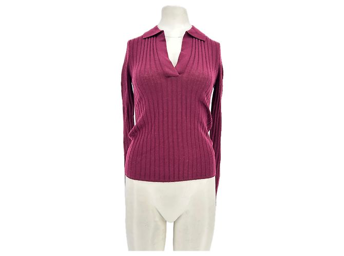 Autre Marque Polo-Pullover aus Wolle bordeaux 