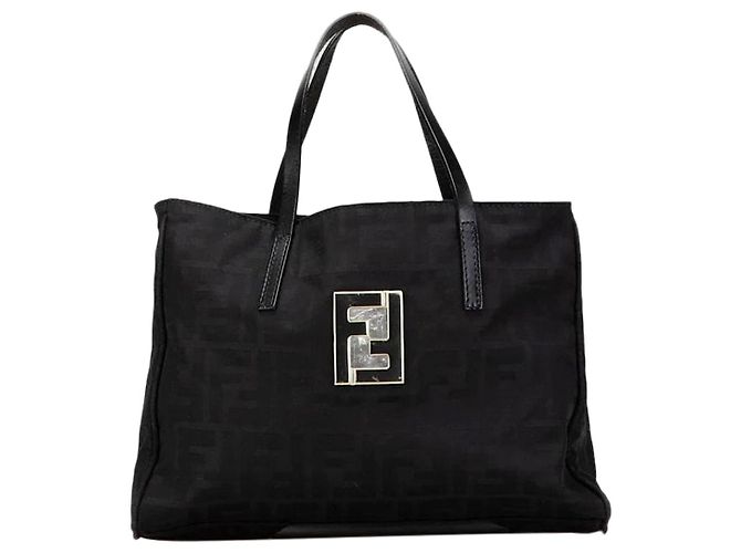 Fendi Borsa tote in nylon Zucca nera Nero