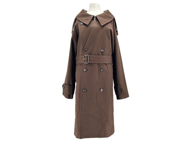 Trench coat oversized marrom de algodão Phoebe Philo