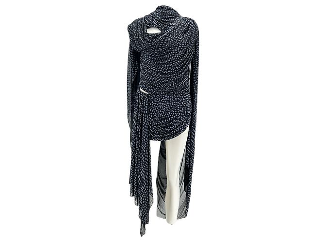 Autre Marque Vestido preto sem mangas com bolinhas azuis Christopher Esber