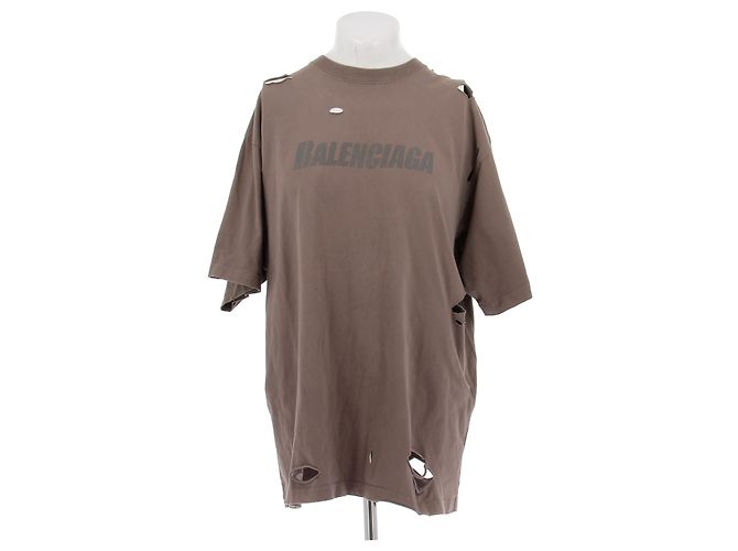 Camiseta Balenciaga com logo marrom de algodão