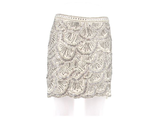 Andrew GN Saia com pérolas e strass Bege