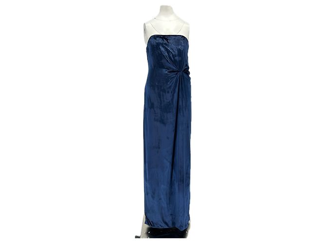 Céline Vestido sin mangas de terciopelo Azul