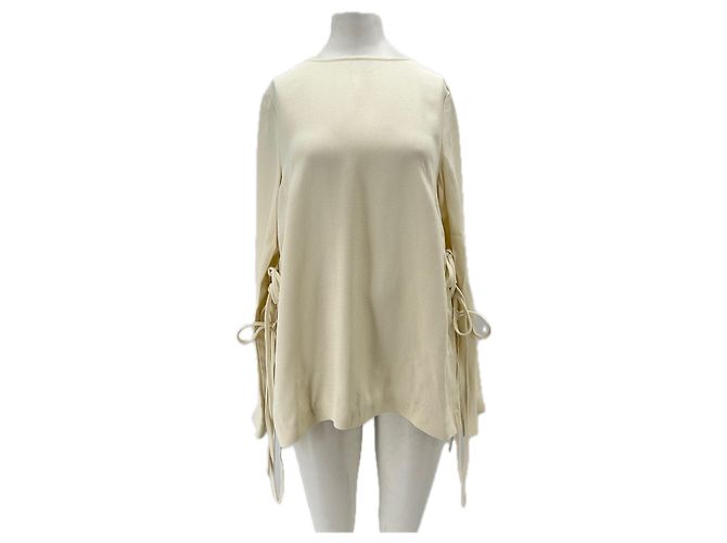 Autre Marque Texturierte Bluse in Creme Beige