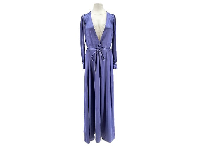 Uterque Lila Satin Kleid Lang