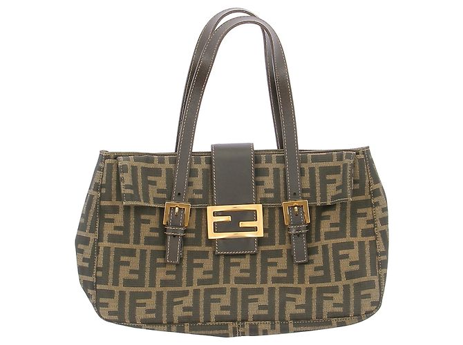Fendi Monogrammierte Canvas-Handtasche Braun