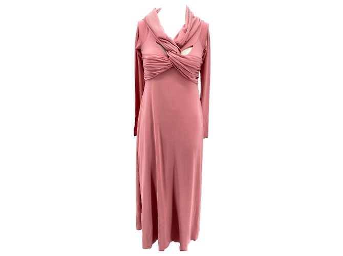 Vestido longo de seda rosa Khaite