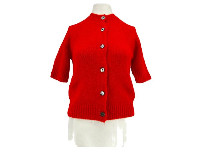 Autre Marque Roter Wollpullover mit Knöpfen 440ME