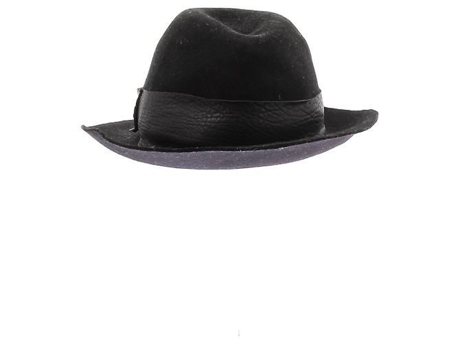 Autre Marque Chapéu de lã e couro Preto