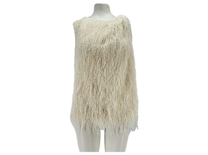 Autre Marque Top sin mangas blanco con flecos CLEA