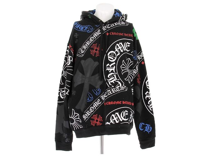 Moletom com capuz Chrome Hearts preto com logo algodão XL