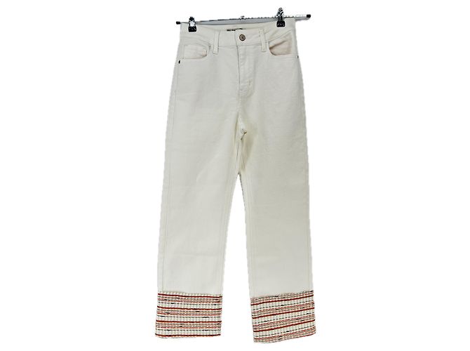 Autre Marque Jeans blancos con bordado The Etiquette