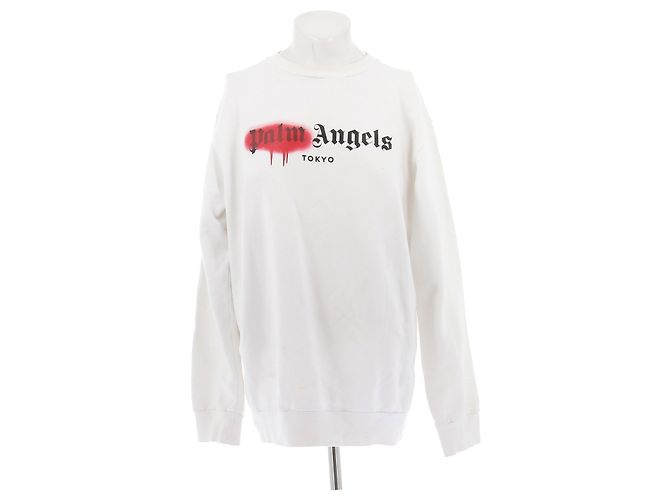Palm Angels Weißer Baumwollpullover mit Logo