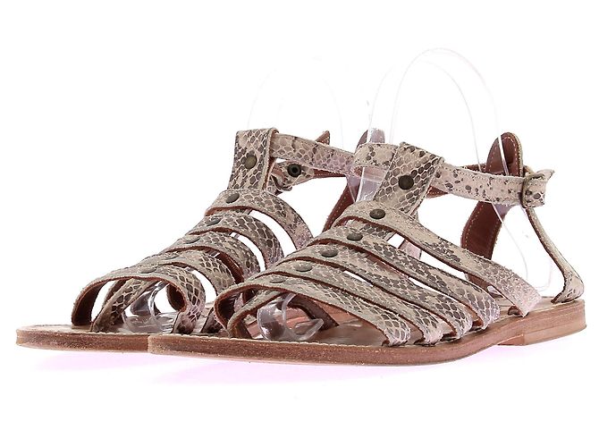 Autre Marque Sandales KJACQUES en cuir imprimé python gris